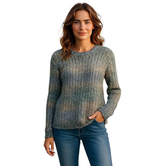 NEW Lucky Brand Small Sweater Multi-Colored Stripes Lace-Up Sides Raglan Sleeves - Picture 1 of 15